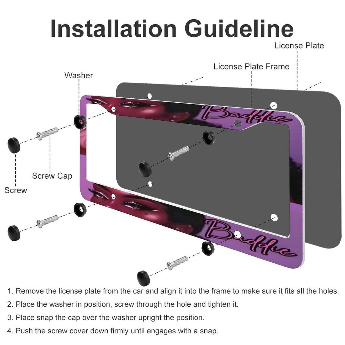 License Plate Frames with 4 Round Holes (1 Pair)
