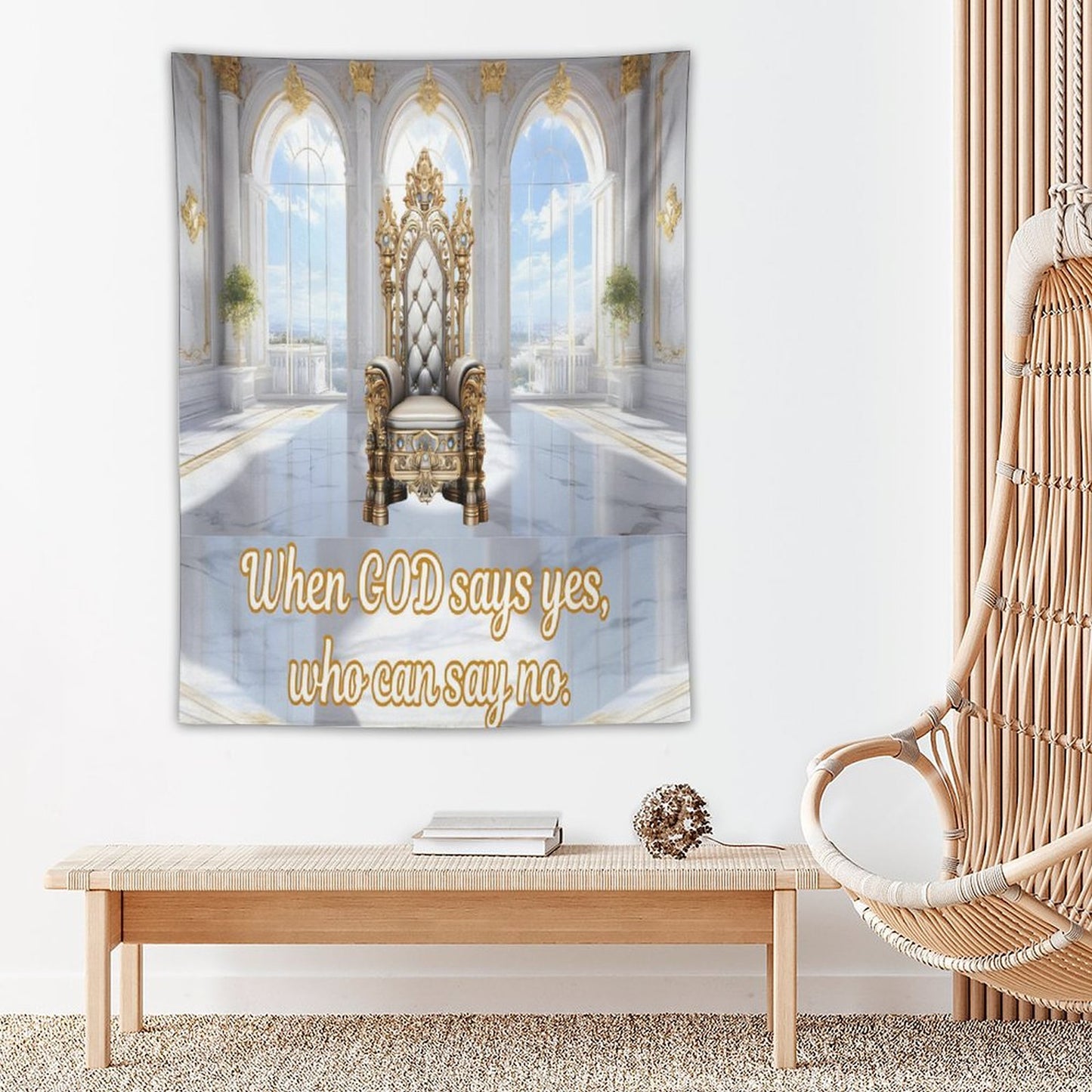 Wall Art with Vertical Tapestry