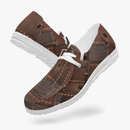 RUGGED LEATHER BUCKLE Print Lace-up Loafers