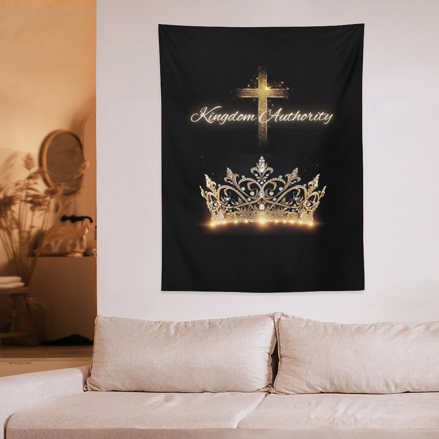 Wall Art with Vertical Tapestry