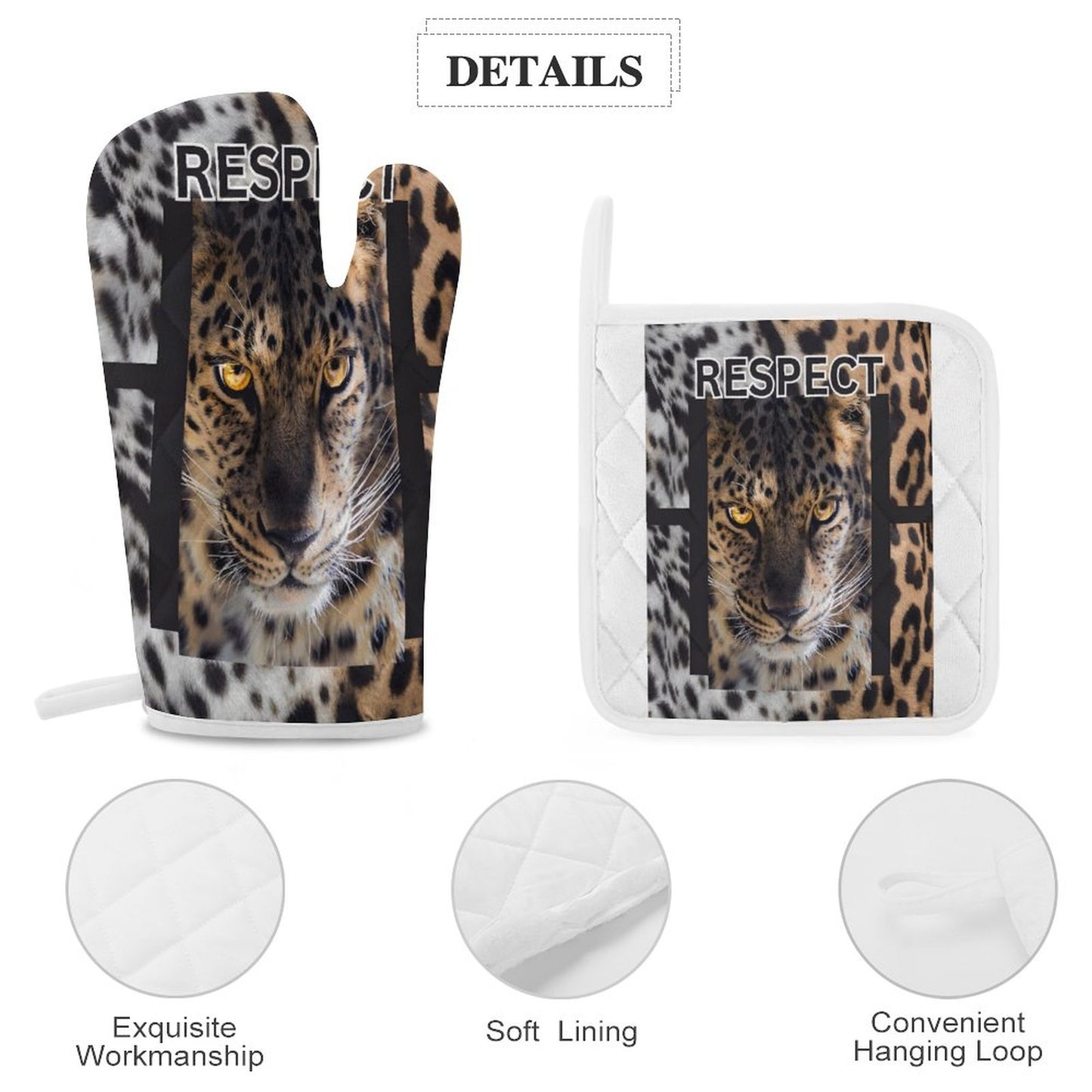 Oven Mitts & Pot Holder Set of 3 (Multi-image Splicing)