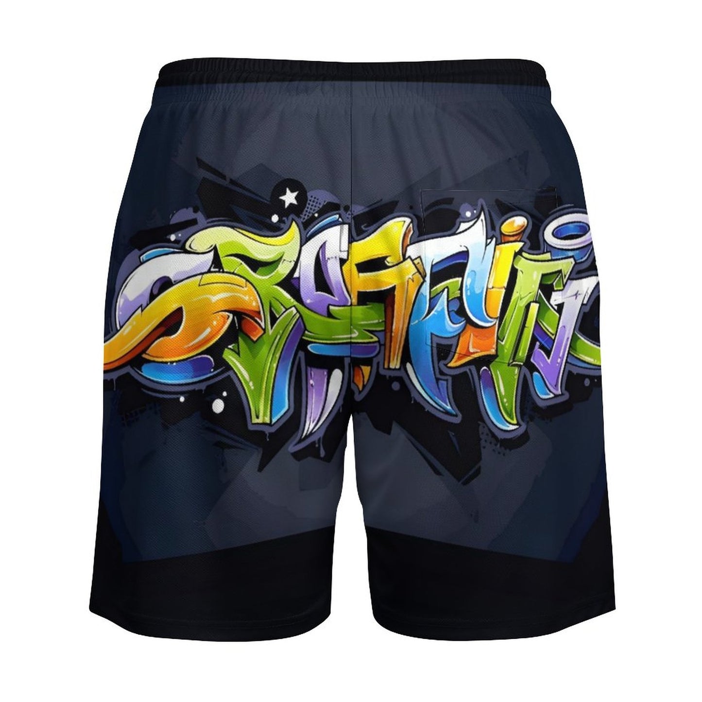 COLORFUL GRAFFITI Men's Hawaiian shorts with 4 Pockets-SMALL-3XL