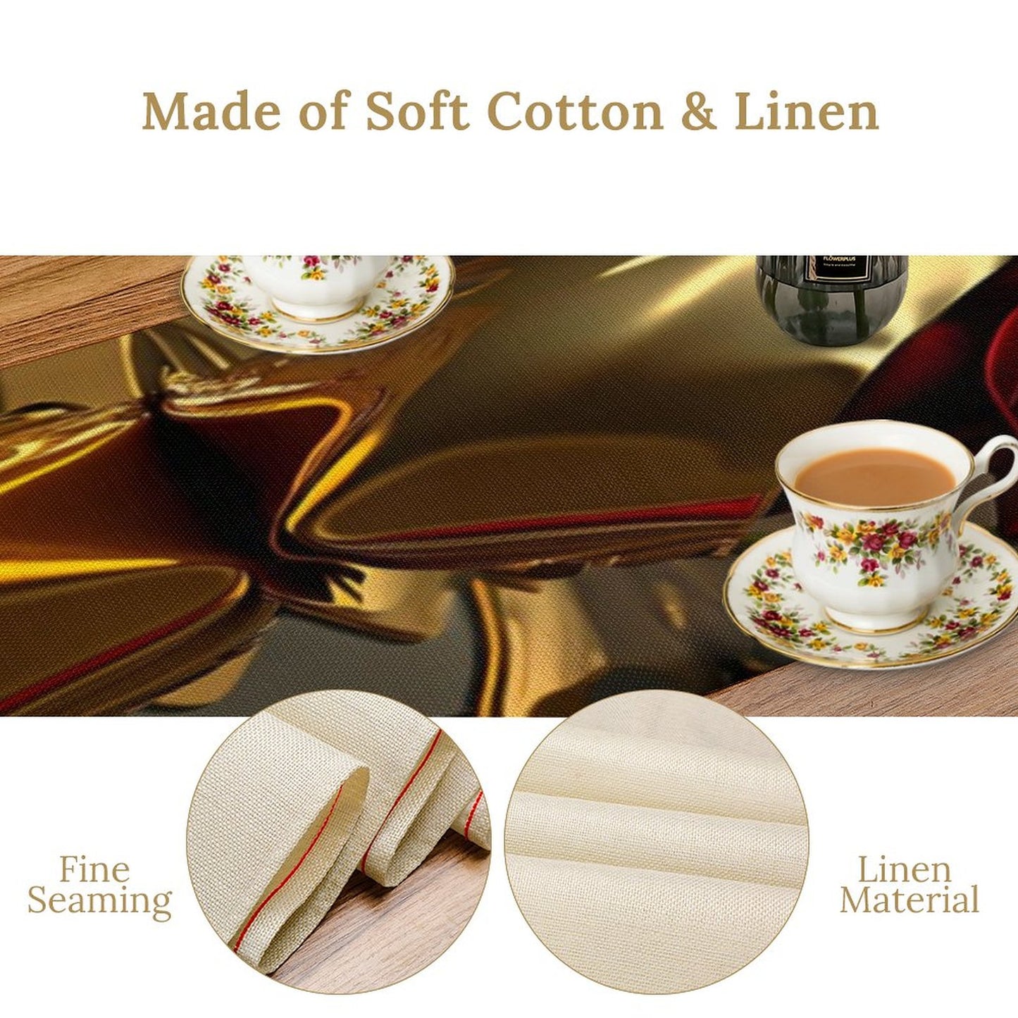 ROSE IN GOLD Flax Table Runner