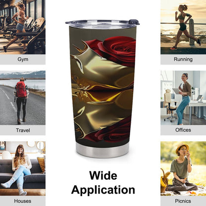 ROSE IN GOLD Car Travel Coffee Mug with Lid