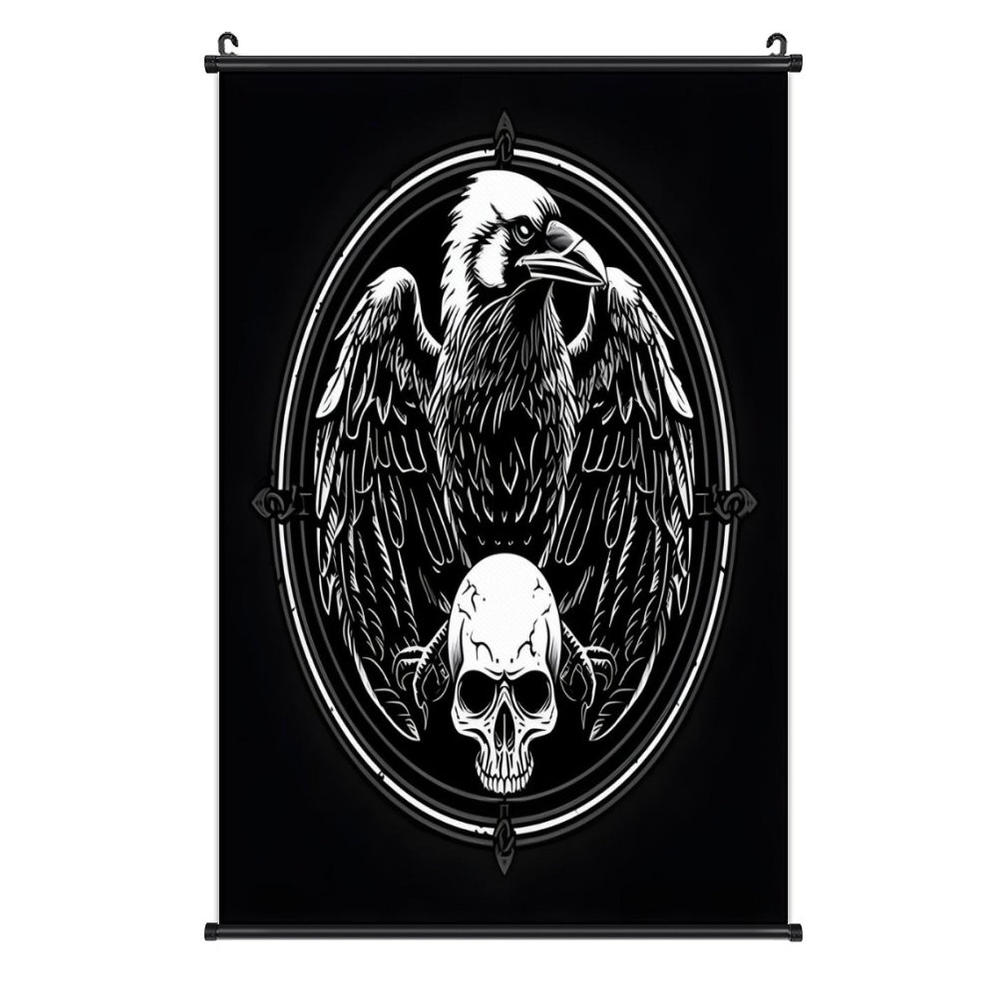 Canvas Hanging Poster with Scrolls-16"x24"/ 40x60cm-EAGLE & SKULL