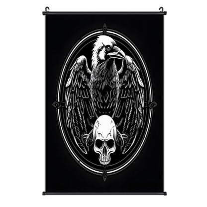 Canvas Hanging Poster with Scrolls-16"x24"/ 40x60cm-EAGLE & SKULL