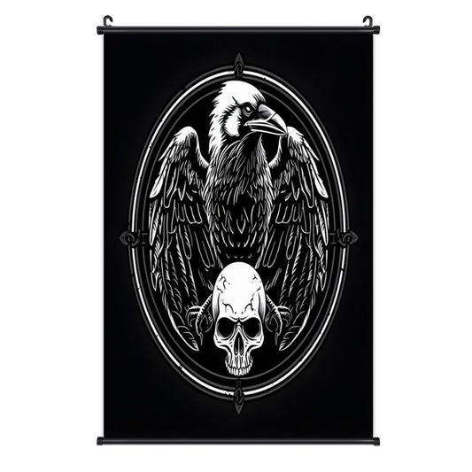 Canvas Hanging Poster with Scrolls-16"x24"/ 40x60cm-EAGLE & SKULL