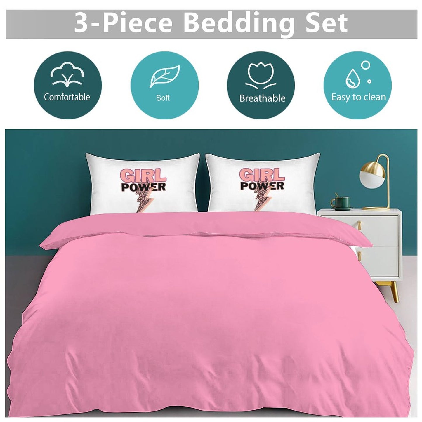 3-Piece Bedding Set-86"×70"/ 218×177cm (Dual-sidede Printing)