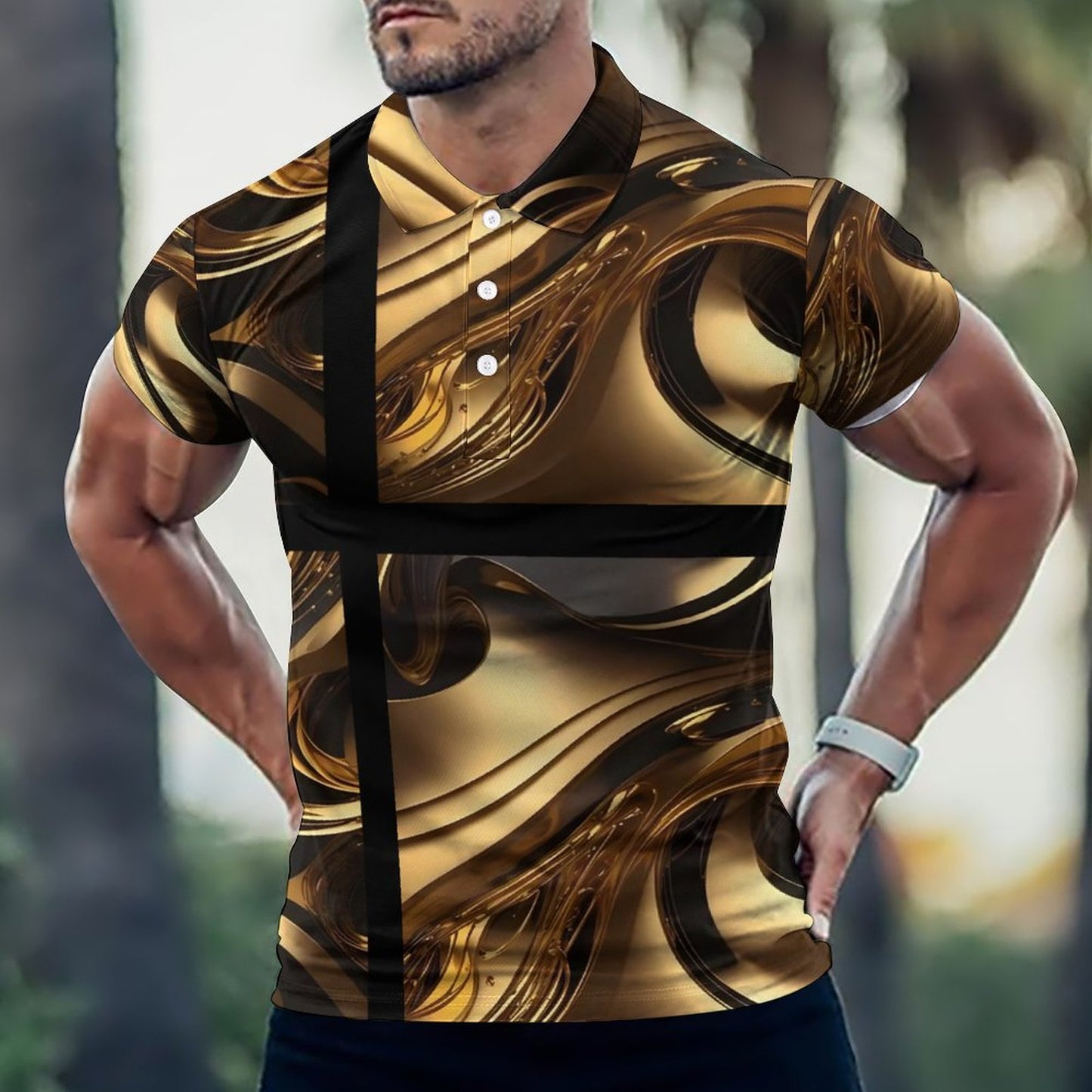 Custom Polo Shirts with All-Over printing Design Straight B612