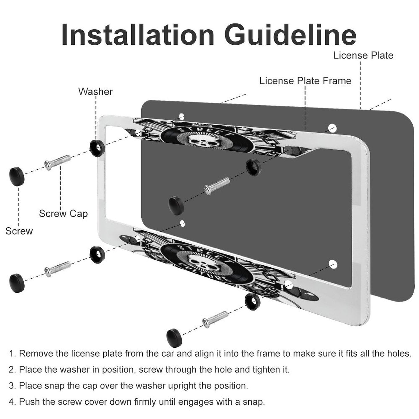 License Plate Frames with 4 Round Holes (1 Pair)
