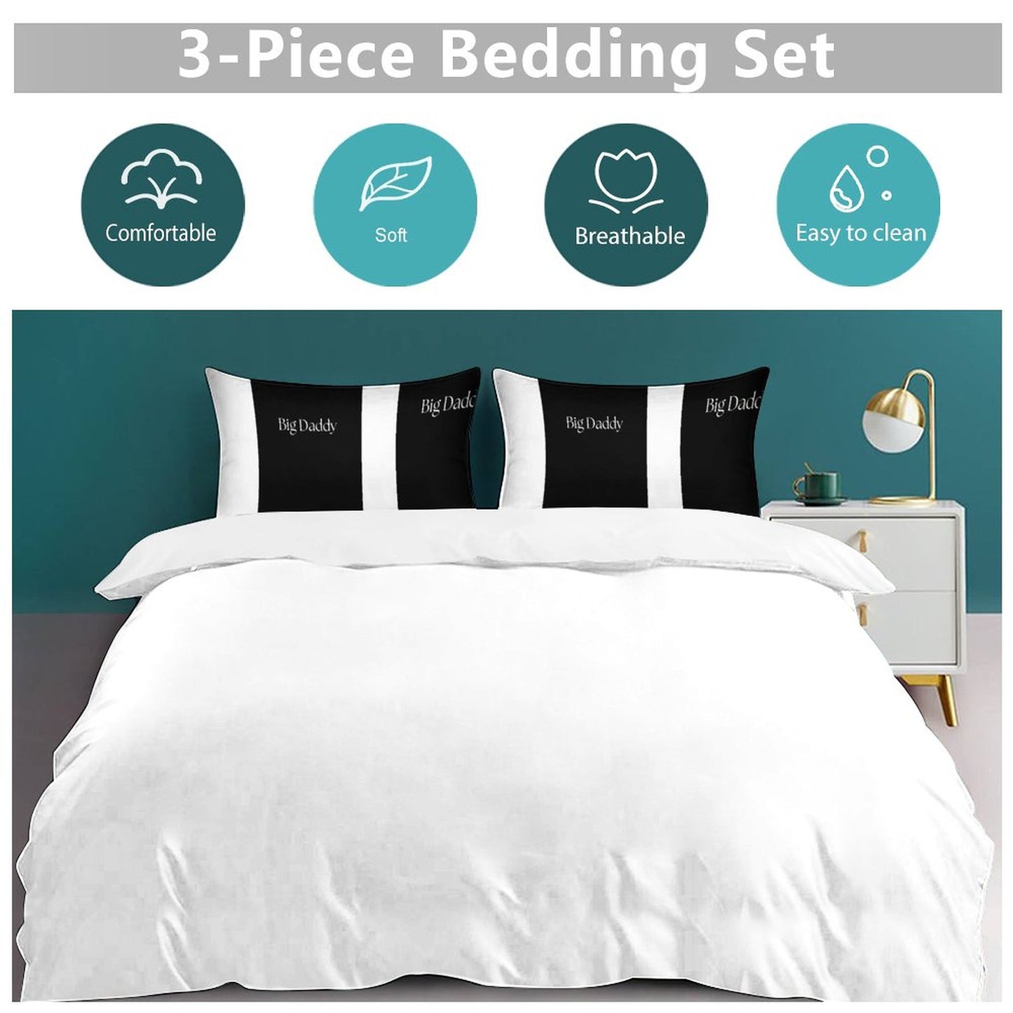 3-Piece Bedding Set-102"x90"/ 259x229cm (Dual-sided Printing)