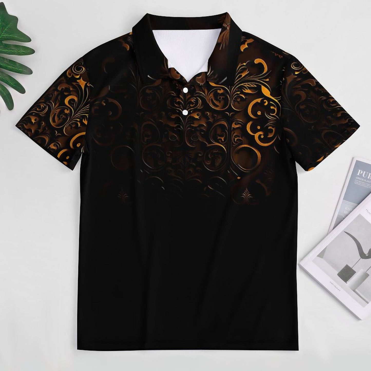 Custom Polo Shirts with All-Over printing Design Straight B612