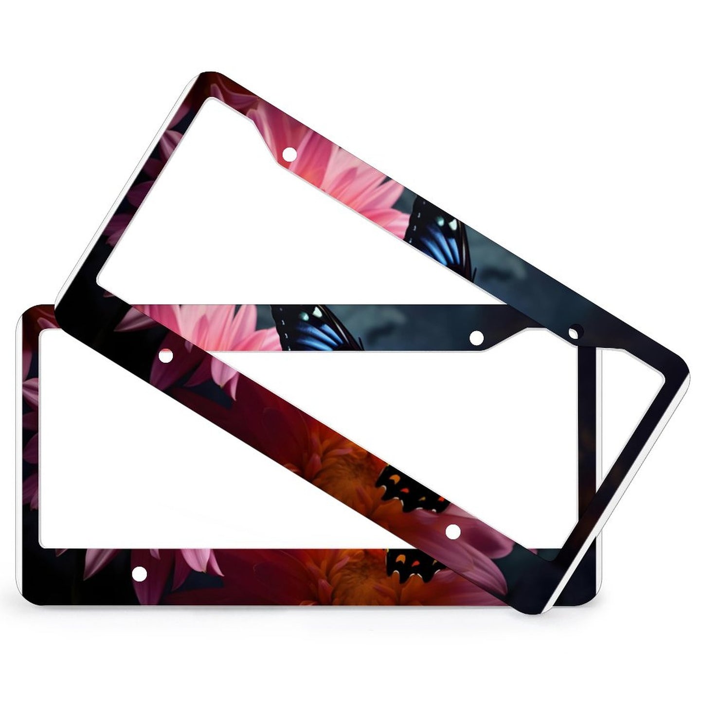 License Plate Frames with 4 Round Holes (1 Pair)