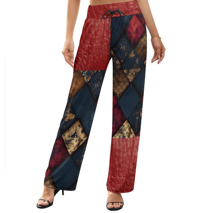 TRIANGLES & LEATHER Baggy Pants for Women-SMALL-2XL
