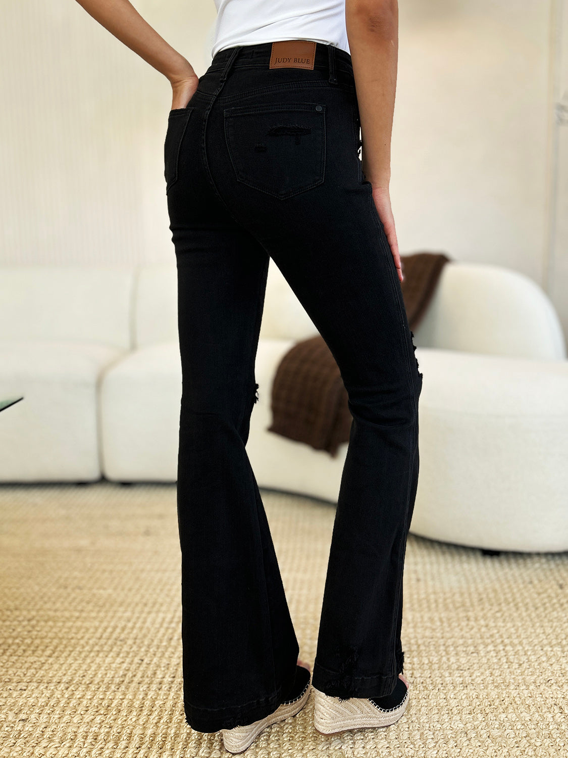 Judy Blue Full Size High Waist Distressed Flare Jeans-0-24W