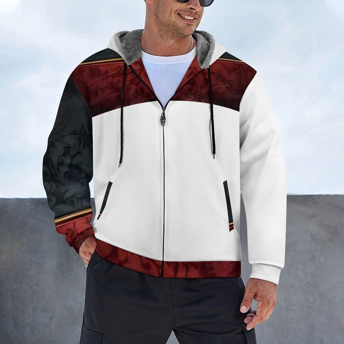 230gsm Full Zip up Hoodie with Plush Lining WZIP (All-Over Printing)