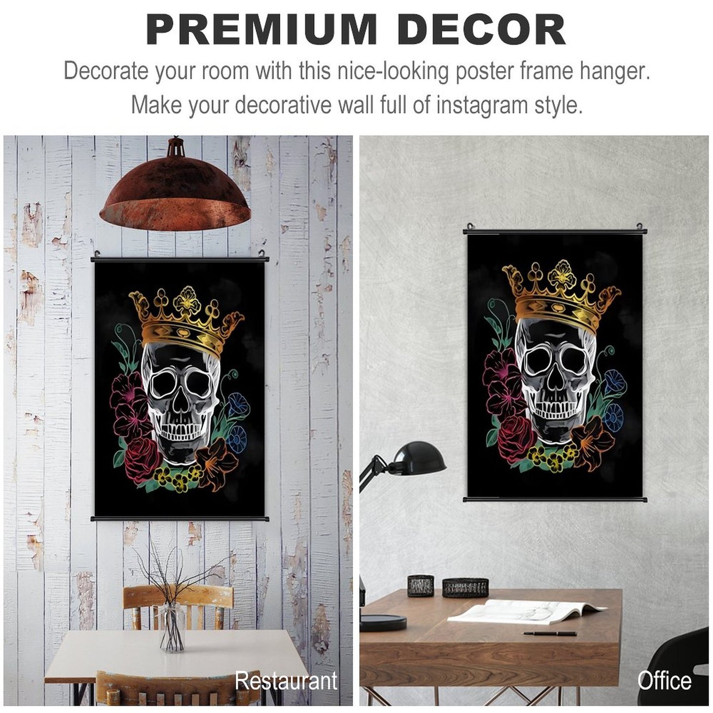 Canvas Hanging Poster with Scrolls-16"x24"/ 40x60cm-CROWNED SKULL