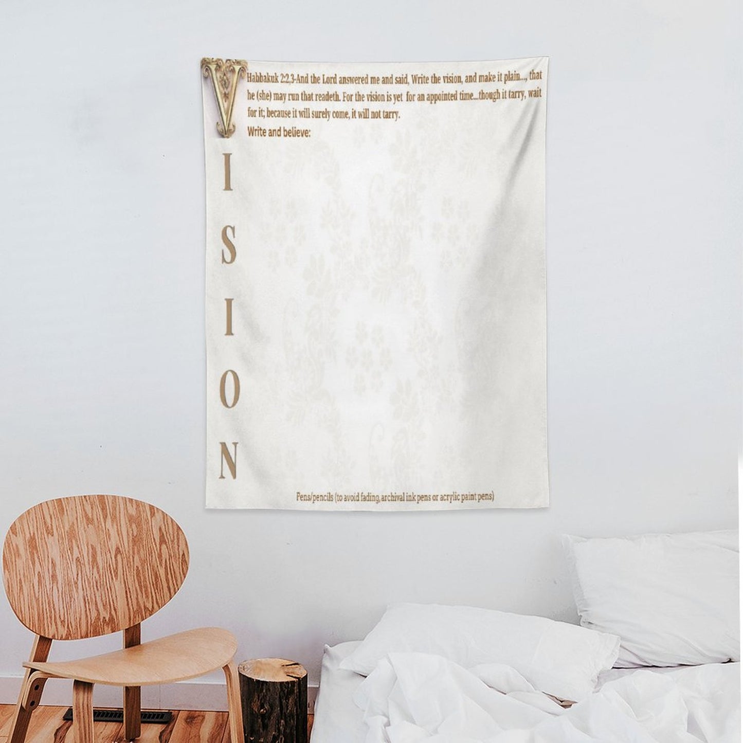 Wall Art with Vertical Tapestry