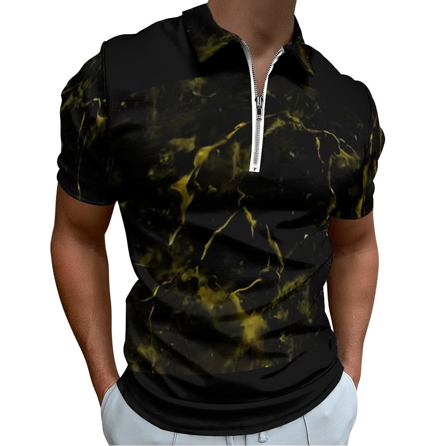 Men's Short Sleeve POLO Shirt with Zipper B470 (All-Over Printing)