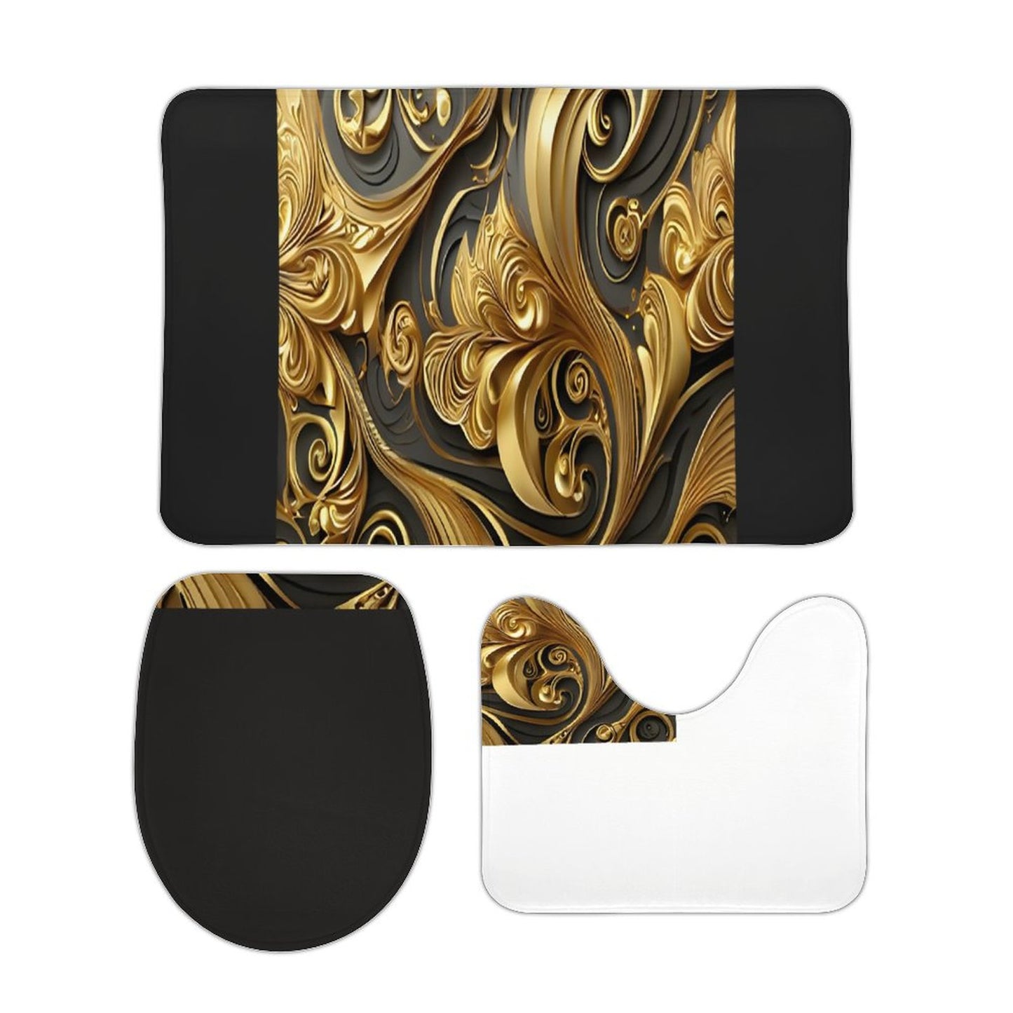 Coral Velvet Restroom Rug Set of 3-15.7"x23.6"/ 40x60cm