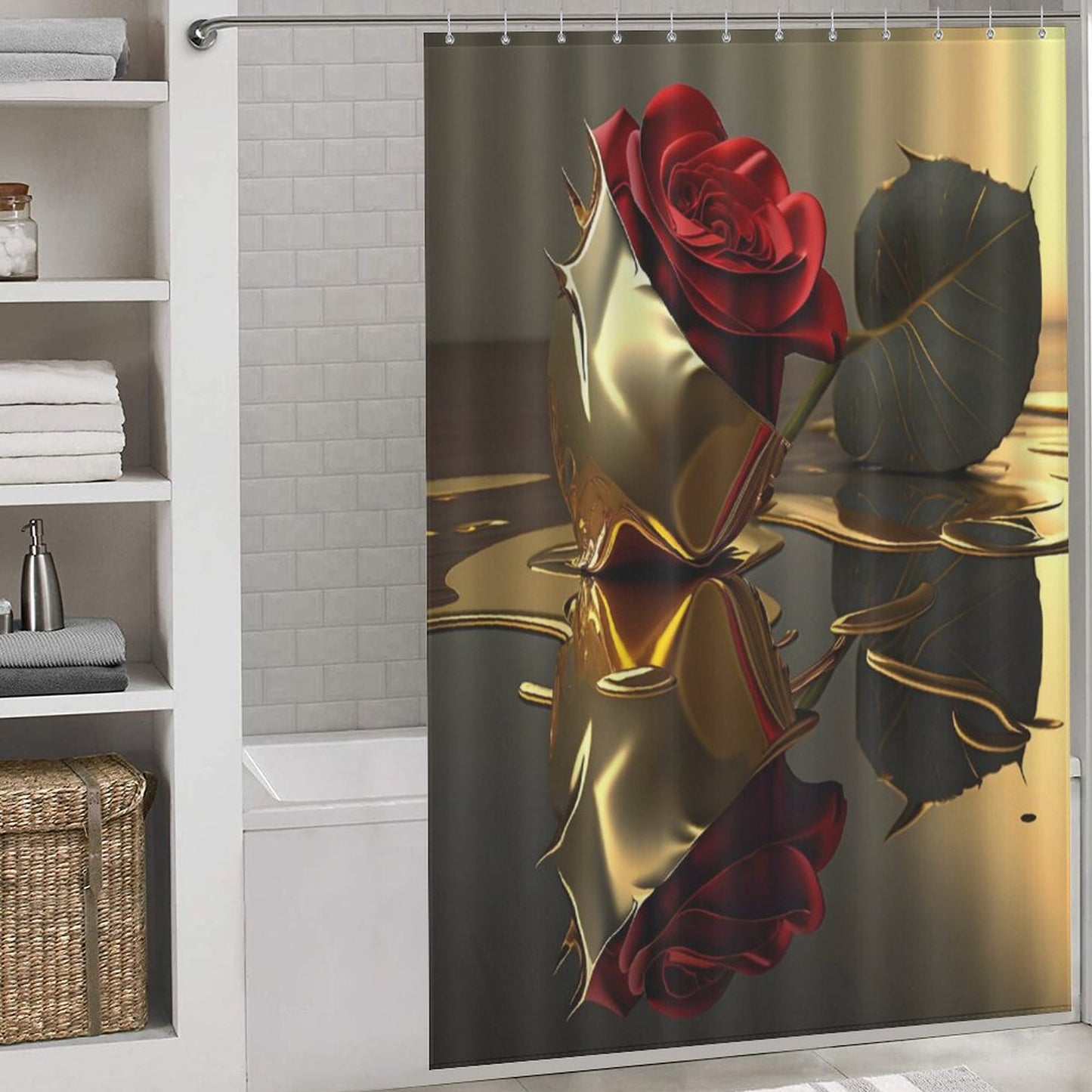 ROSE IN GOLD Shower Curtain-66x72Inch (168x183cm)