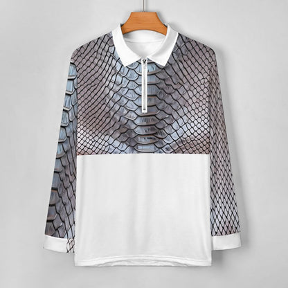 Quarter Zip Men's Long Sleeve POLO Shirt RL (All-Over Printing)