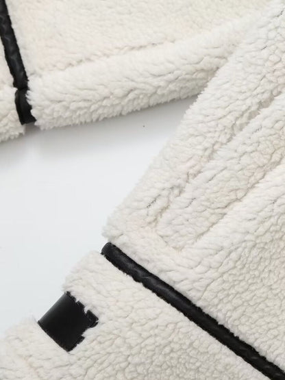 Zip Up Long Sleeve Sherpa Jacket-XS-L