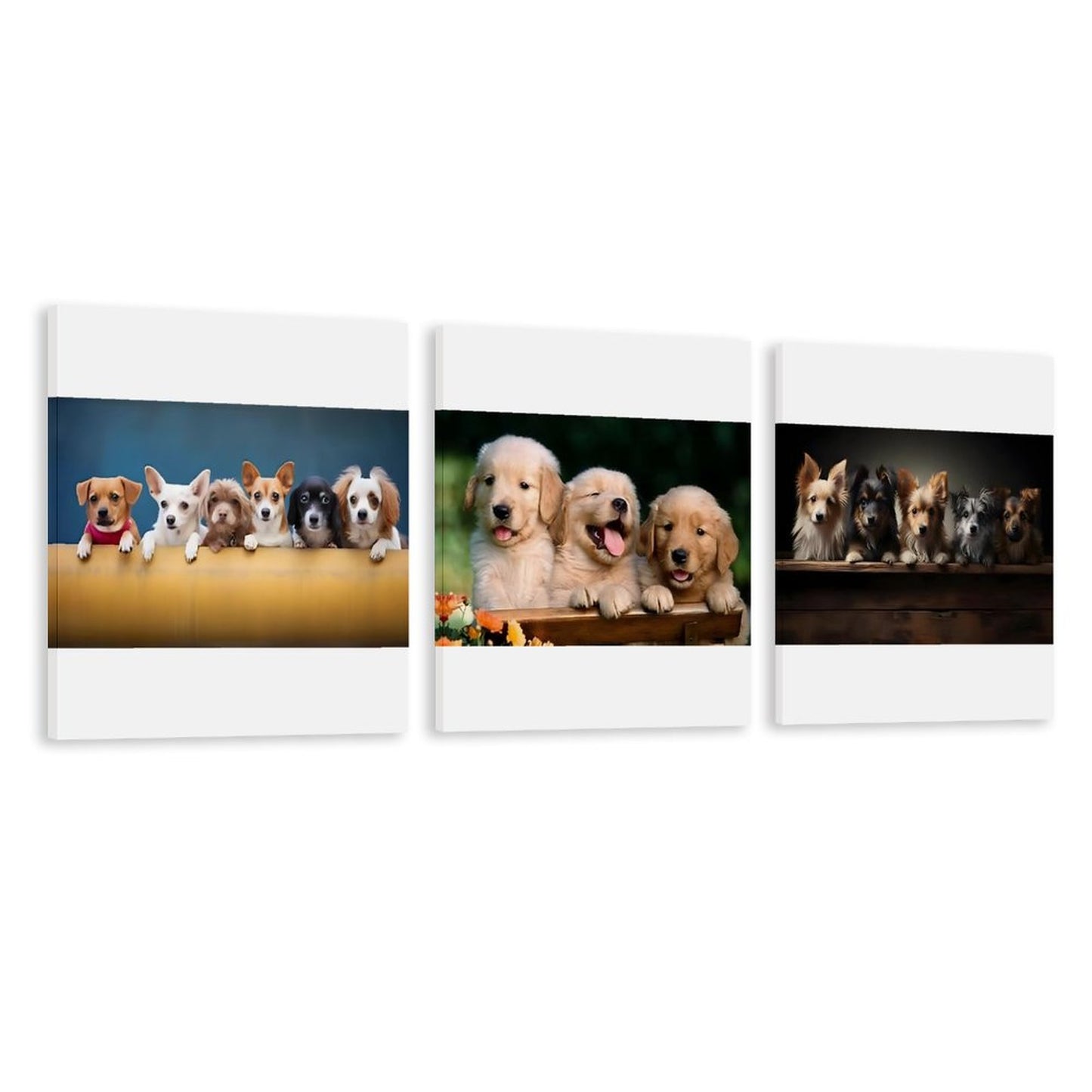 Vertical Multicolor Framed Wall Art-4:5 Aspect Ratio-PUPPIES