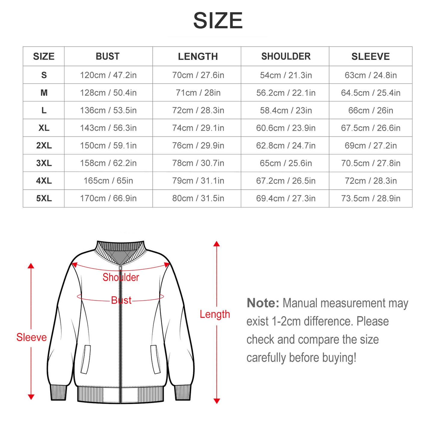 180gsm Zipper Bomber Jacket(All-Over Printing)