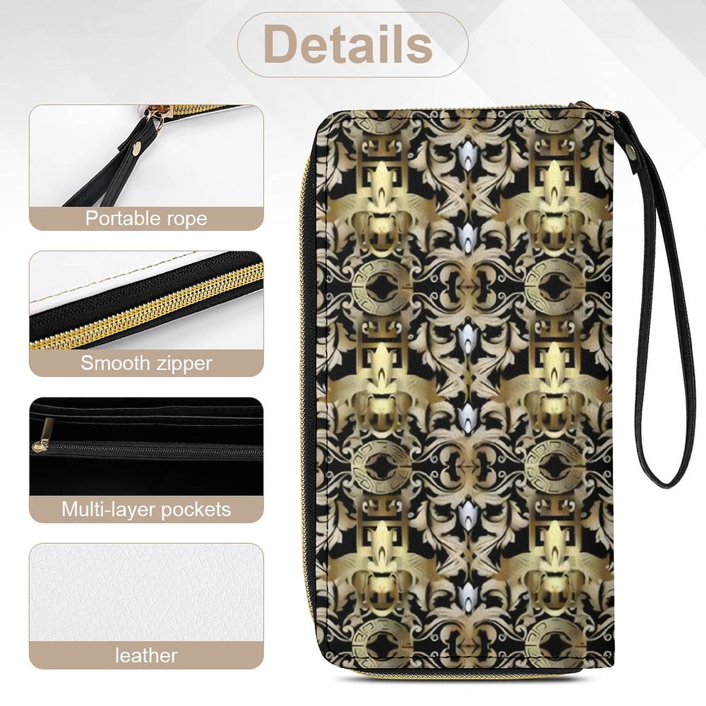 Leather Wallet with Wristlet Strap