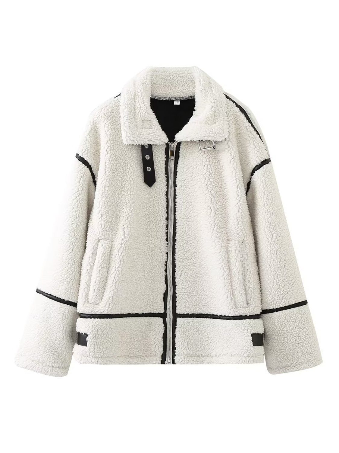Zip Up Long Sleeve Sherpa Jacket-XS-L