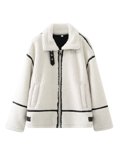 Zip Up Long Sleeve Sherpa Jacket-XS-L