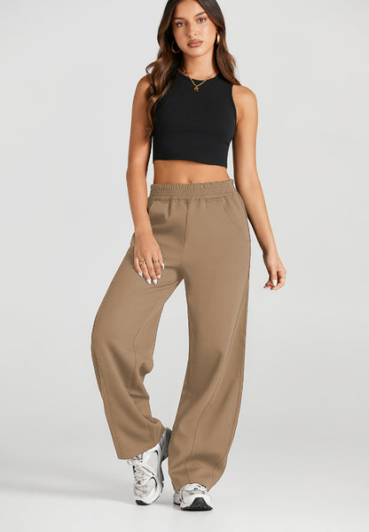 Elastic Waist Sweatpants with Pockets (black/tan/grey)-SMALL-2XL