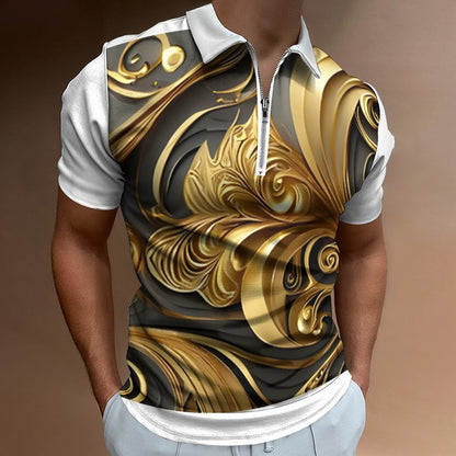 Men's Short Sleeve POLO Shirt with Zipper(All-Over Printing)