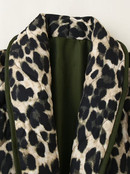 Leopard Open Front Long Sleeve Coat (leopard/black)-S/M/L