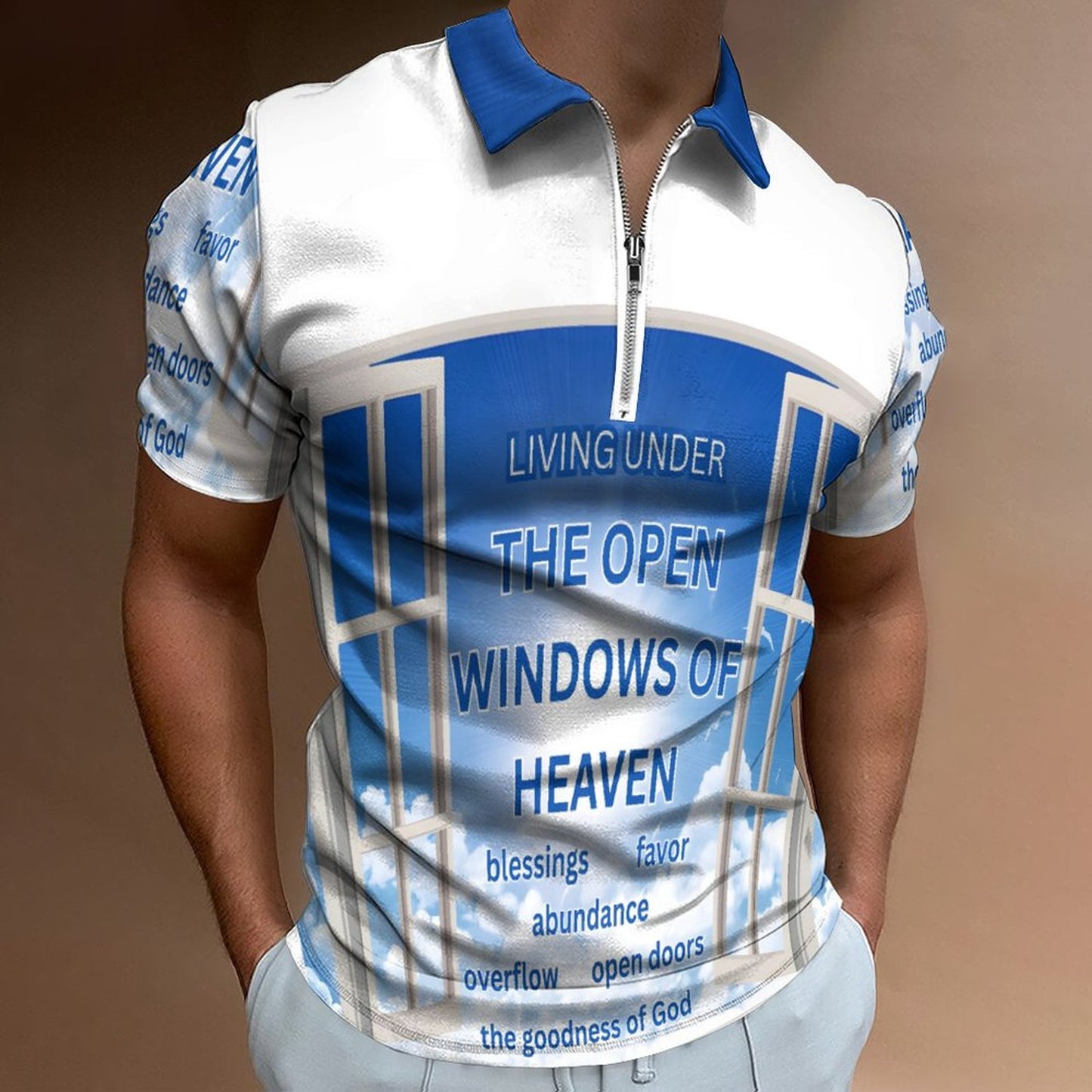 Men's Short Sleeve POLO Shirt with Zipper(All-Over Printing)