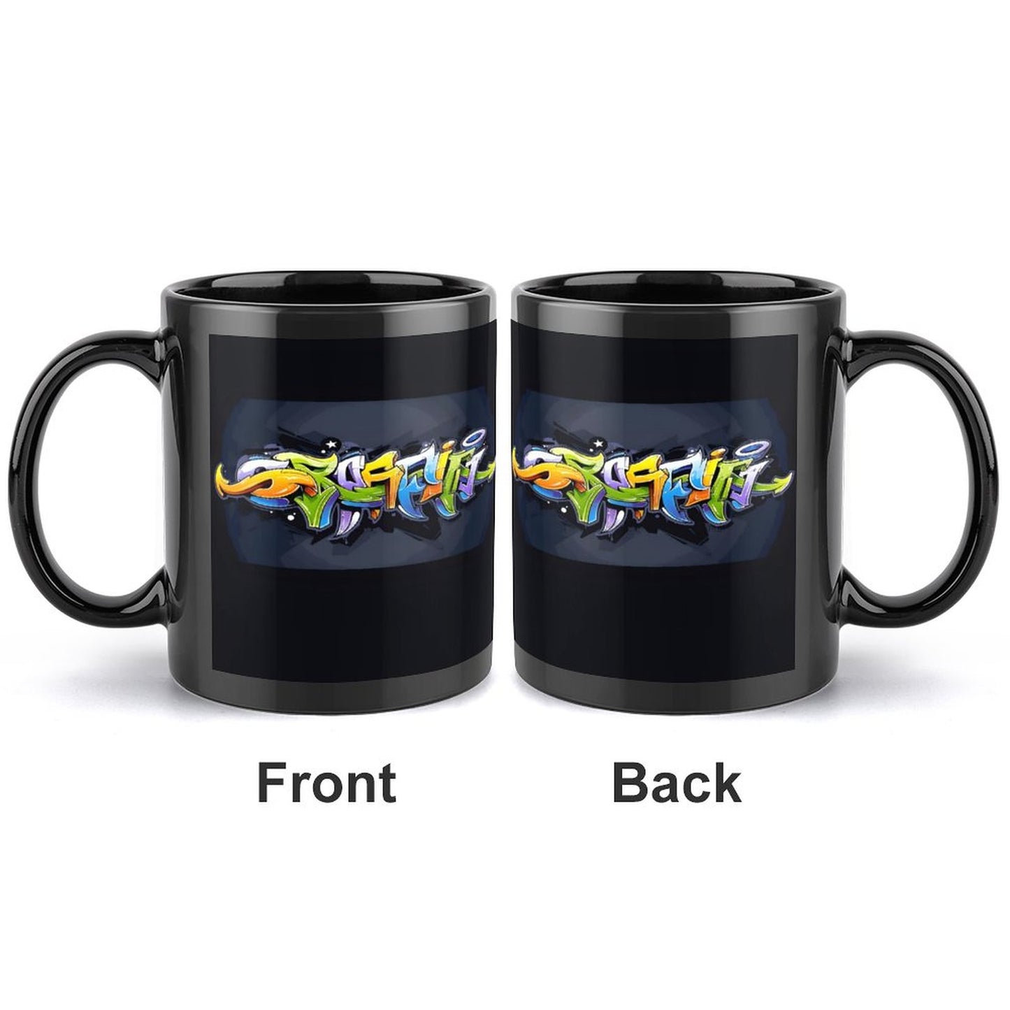 COLORFUL GRAFFITI Black Ceramic Coffee Mug