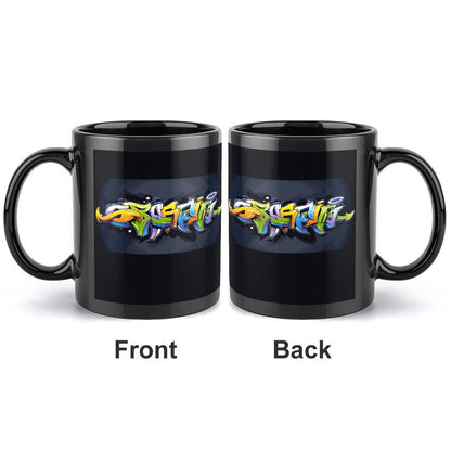COLORFUL GRAFFITI Black Ceramic Coffee Mug