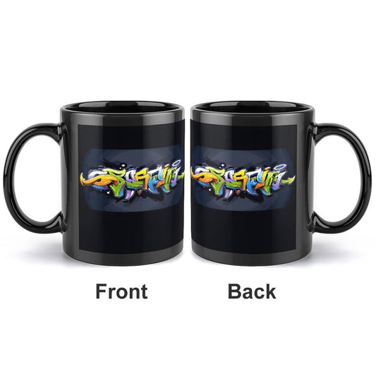 COLORFUL GRAFFITI Black Ceramic Coffee Mug