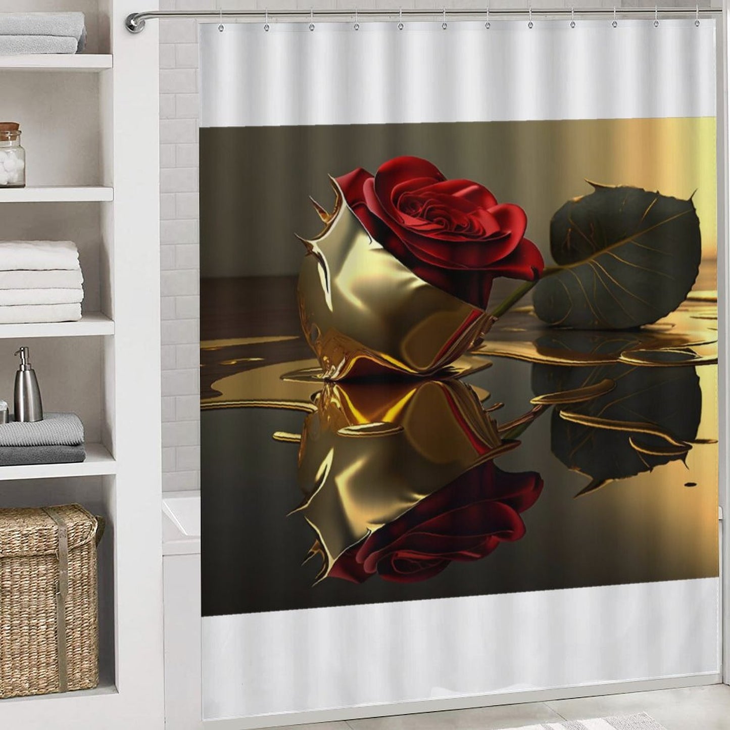 Shower Curtain Set with 3 Rugs