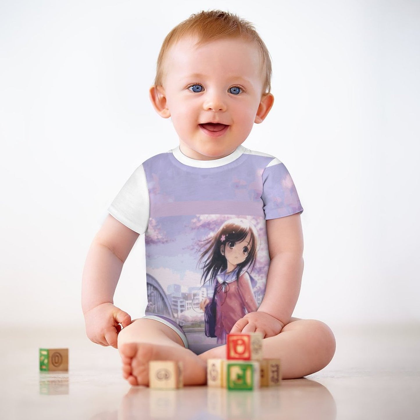Short Sleeve Baby Bodysuit Romper PLR (All-Over Printing)