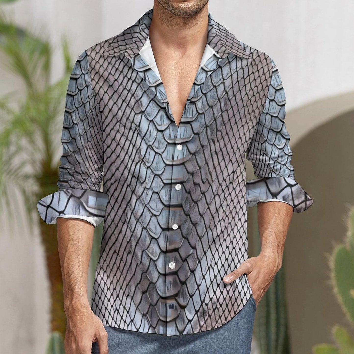 Men's Long Sleeve Shirt with Pocket LS (All-Over Printing)