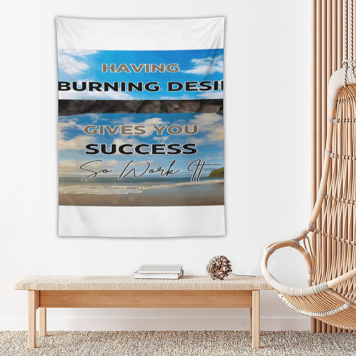 Wall Art with Vertical Tapestry