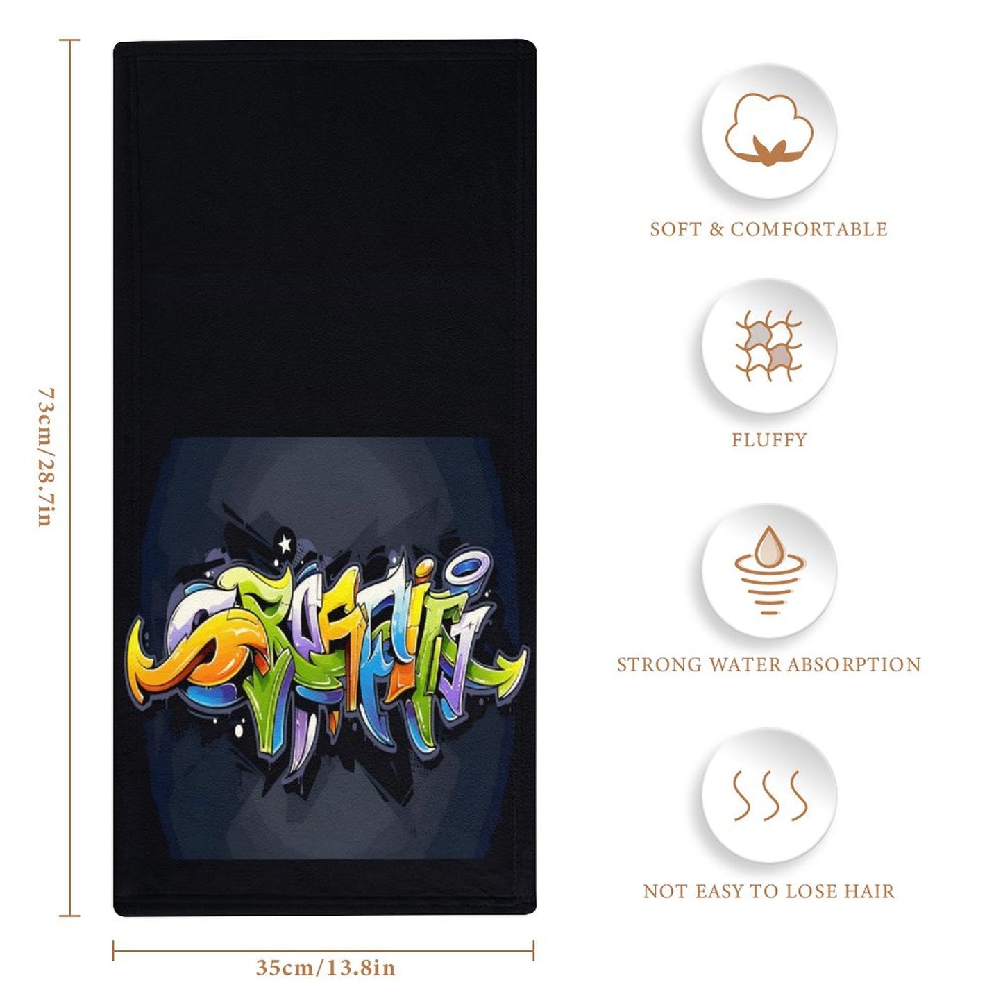 COLORFUL GRAFFITI Coral Velvet Towel