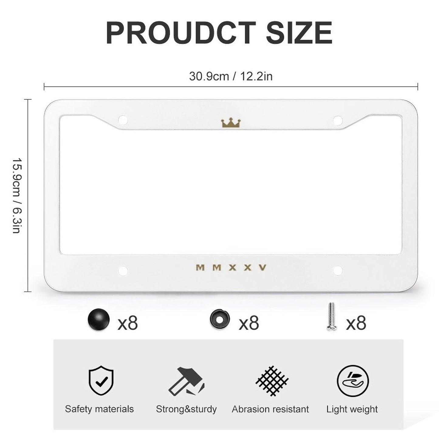 License Plate Frames with 4 Round Holes (1 Pair)