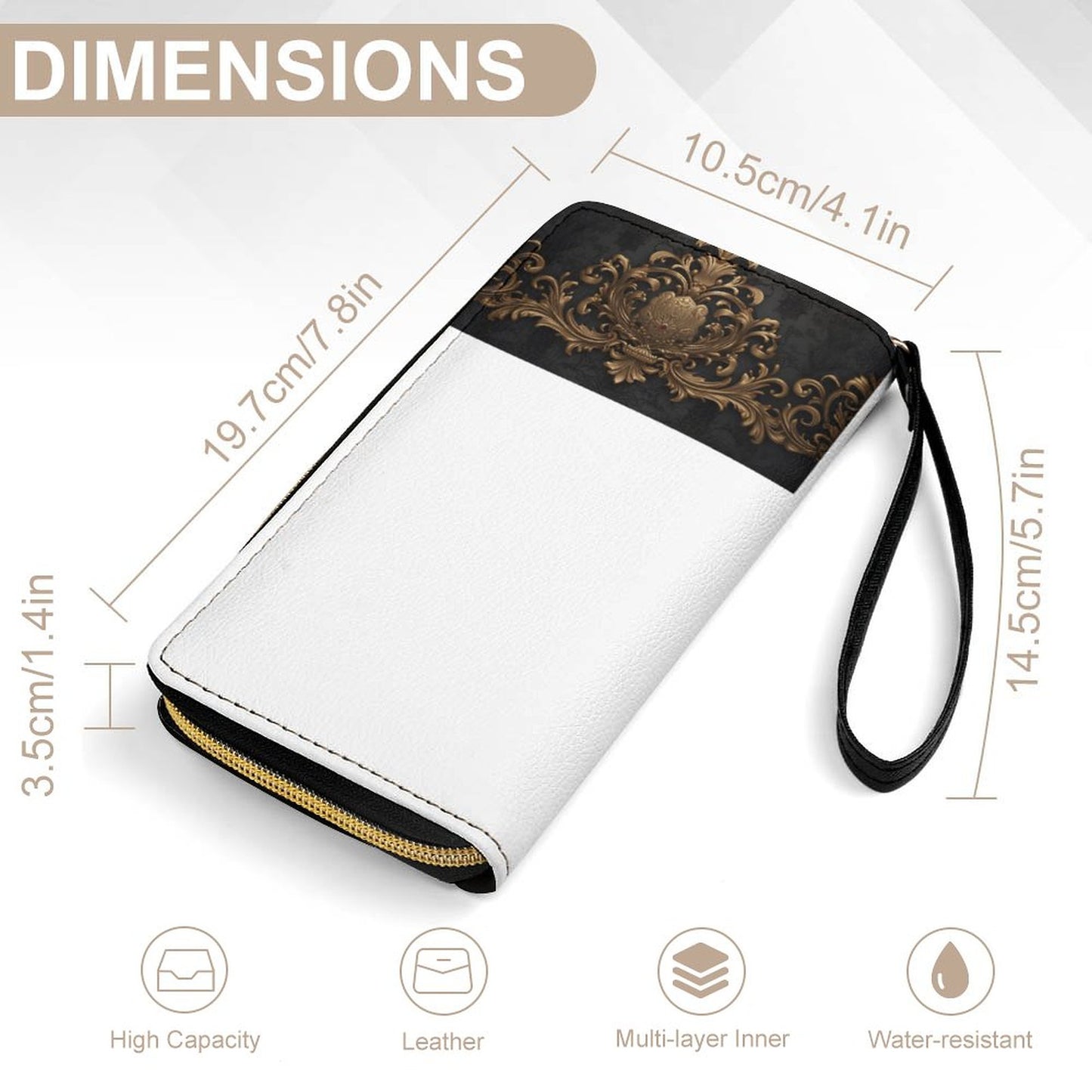Leather Wallet with Wristlet Strap (2 Pictures on 2 Sides)