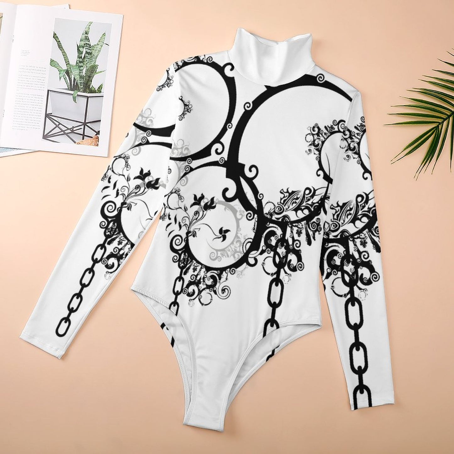 High-collar Long-sleeve Bodysuit NZ056 (All-Over Printing)