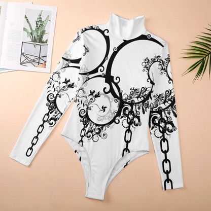 High-collar Long-sleeve Bodysuit NZ056 (All-Over Printing)