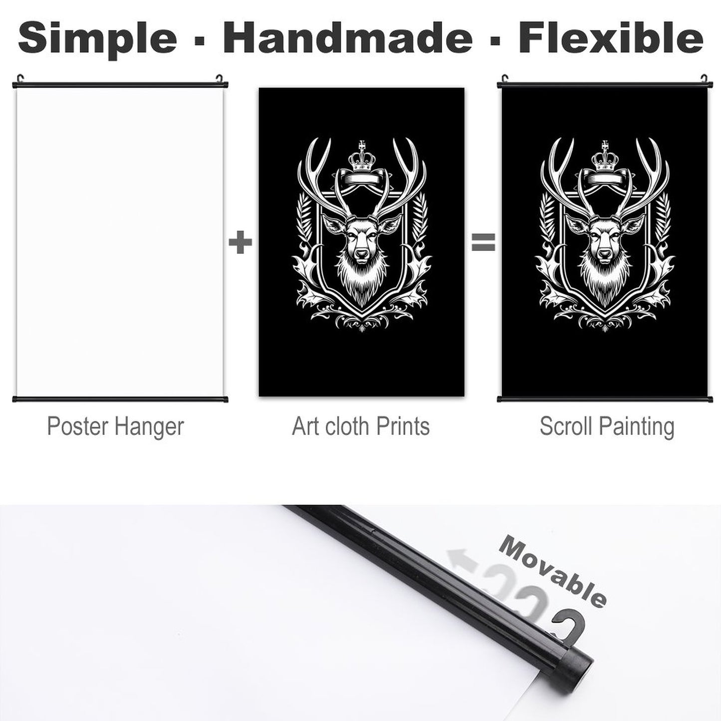 Canvas Hanging Poster with Scrolls-16"x24"/ 40x60cm