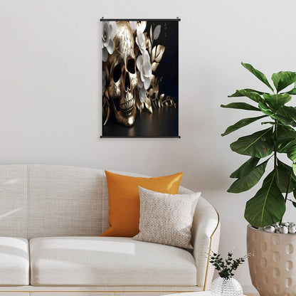 Canvas Hanging Poster with Scrolls-16"x24"/ 40x60cm-FLOWER SKULL